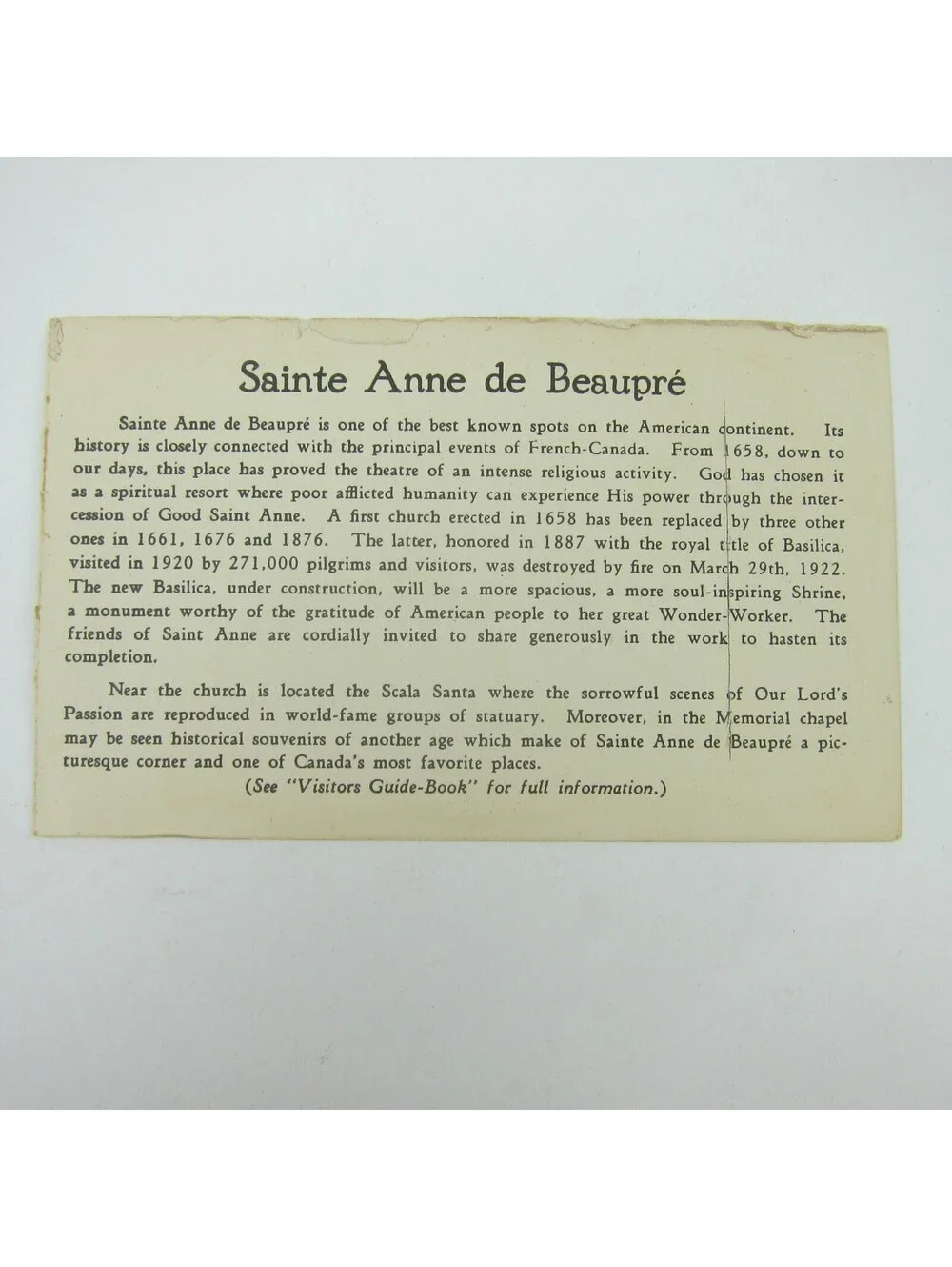 Sainte Ste. Anne De Beaupre New Basilica Quebec Canada Art Print Card Curt Teich